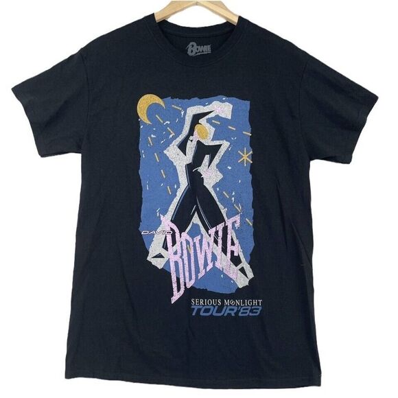 David Bowie Serious Moonlight Tour Graphic Tee Black NWOT M - Picture 1 of 7